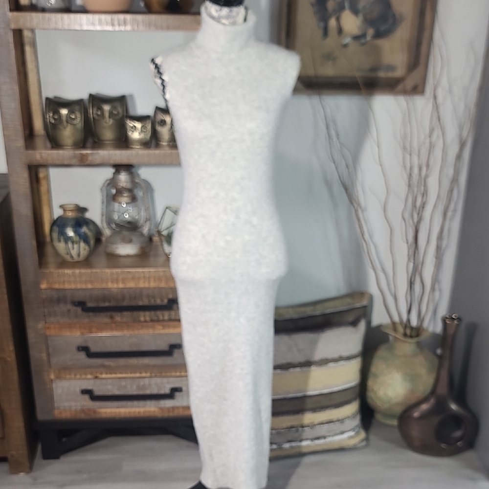 Topshop Gray Sleeveless Long Knit Dress